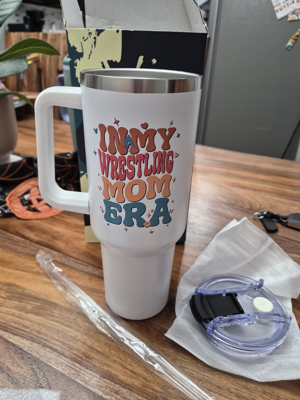 Wrestling Mom Era White Travel Tumbler - Durable Insulated Mug